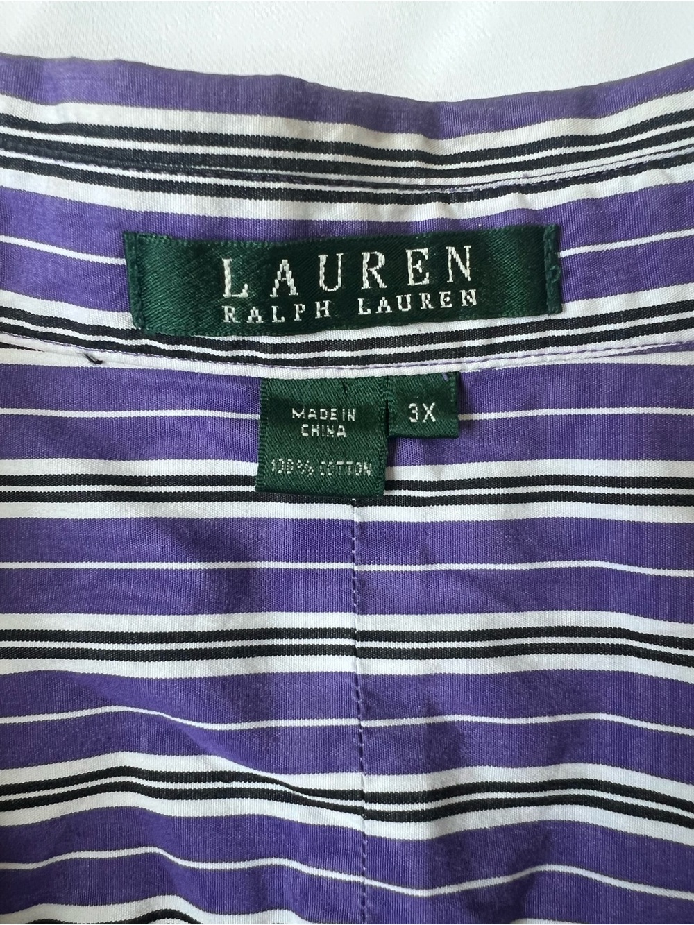 Lauren Ralph Lauren Purple & White Striped Button-Down Shirt - Picture 8 of 9